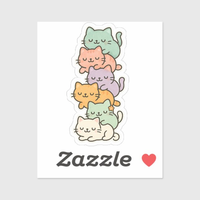 Sticker Kawaii Cat Mountain Pastel (Feuille)