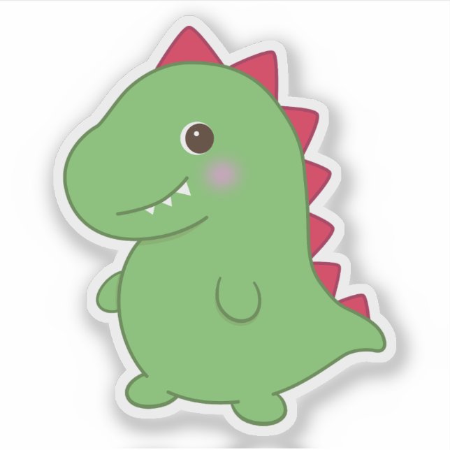 Sticker Kawaii Cute Chibi Green Dino T-Rex (Devant)