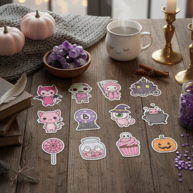 Sticker Kawaii Éffrayant Carriage Pack (Pastel Monsters & Enchanted Halloween Delights)
