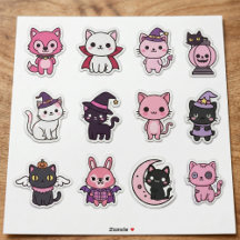Sticker Kawaii Éffrayant pour chat