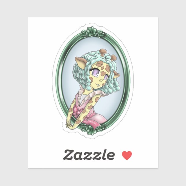 Sticker Kawaii Giraffe Anime Girl (Feuille)