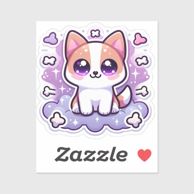 Sticker Kawaii jolie chiot adorable Chien Big Eyes Vinyl (Feuille)