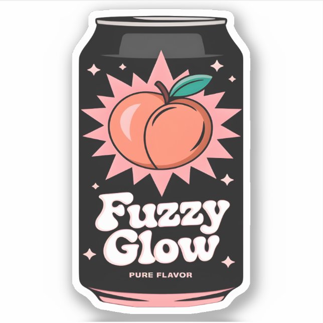 Sticker Kawaii Jus De Fruité Fruity Peach Plat (Devant)