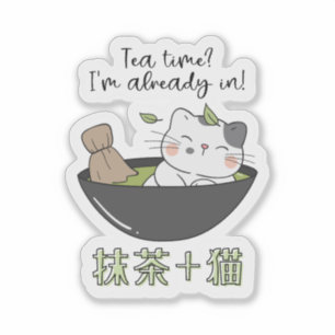 Sticker Kawaii Matcha Thé Chat Japonais