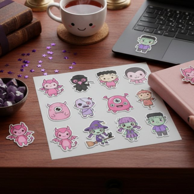 Sticker Kawaii Pastel Monster Squad Pack (Kawaii Halloween Stickers)