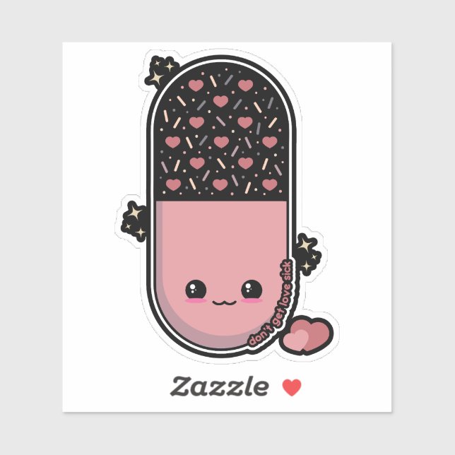 Sticker Kawaii Pill Love Sick  (Feuille)
