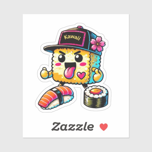 Sticker Kawaii Sushi (Feuille)