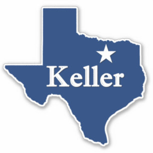Sticker Keller, TX Carte du Texas avec Lone Star DFW