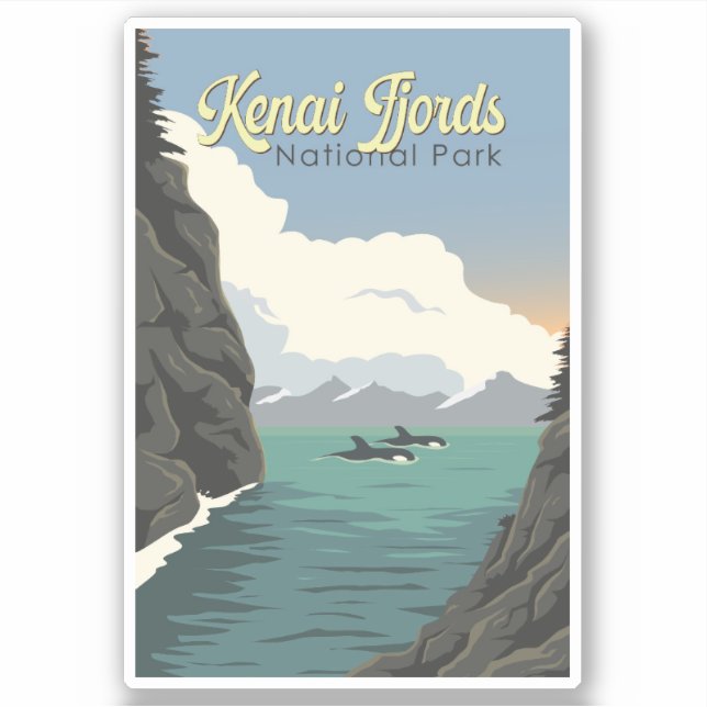 Sticker Kenai Fjords National Park Illustration Art de Voy (Devant)