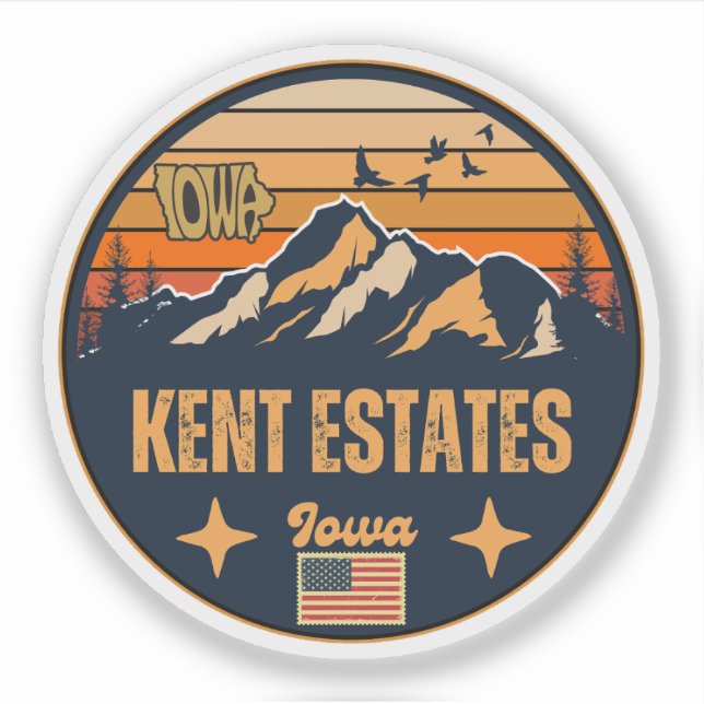 Sticker Kent Estates, Iowa Ia, États-Unis (Devant)