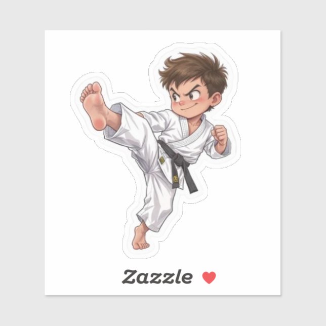 Sticker Kicking Karate Student (Feuille)