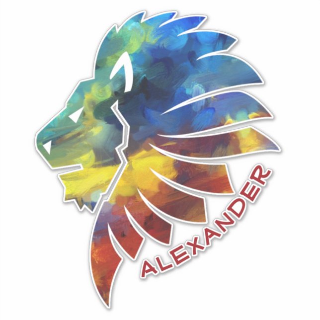 Sticker King of the jungle watercolor name monogram (Devant)