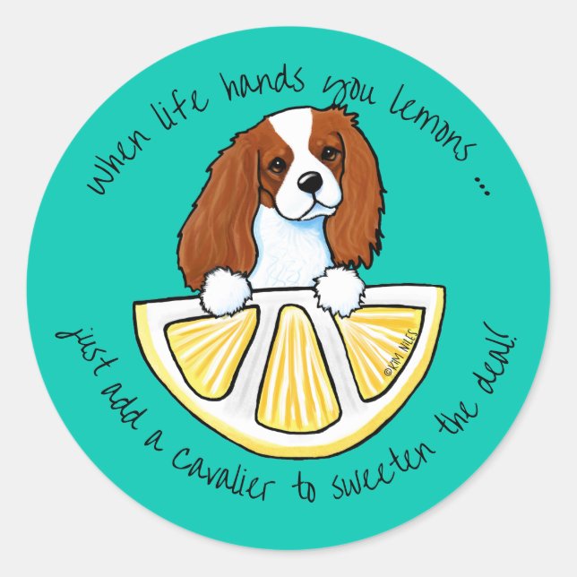 Sticker KiniArt Cavalier Life Lemons Classic Round (Devant)