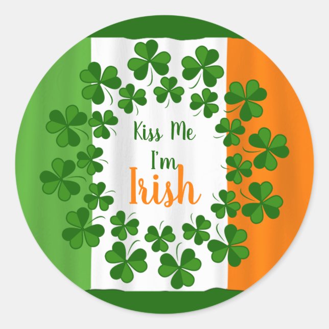Sticker Kiss Me Irlande Shamrock Irlande (Devant)