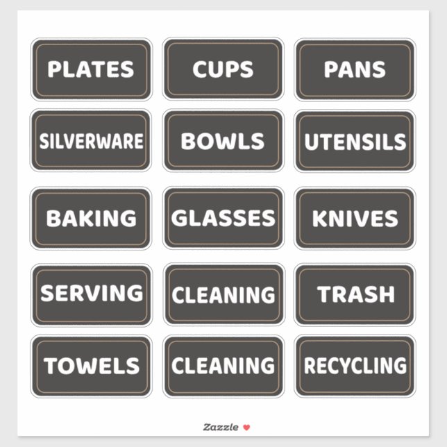 Sticker Kitchen Cabinet and Drawer Labels Large Print (Feuille)