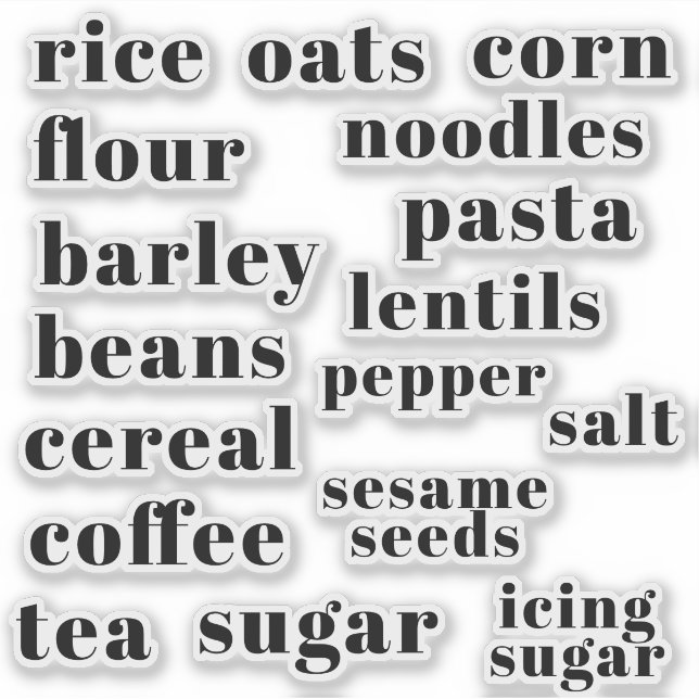 Sticker Kitchen Pantry Cupboard Produce Food Labels (Devant)