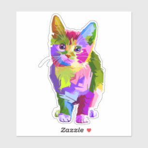Sticker Kitten à l'arc-en-ciel