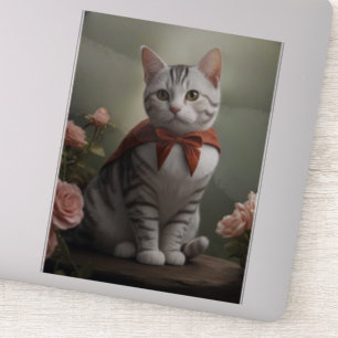 Sticker Kitten vintage américain Shorthair avec Roses