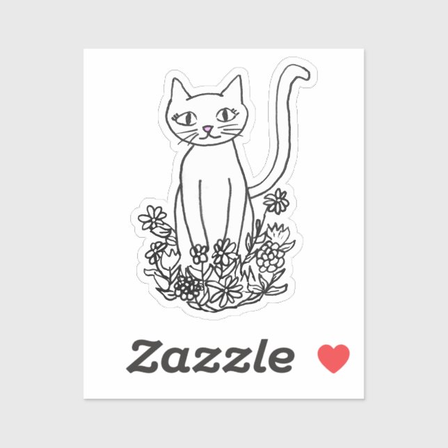 Sticker Kitty assis Joli (Feuille)