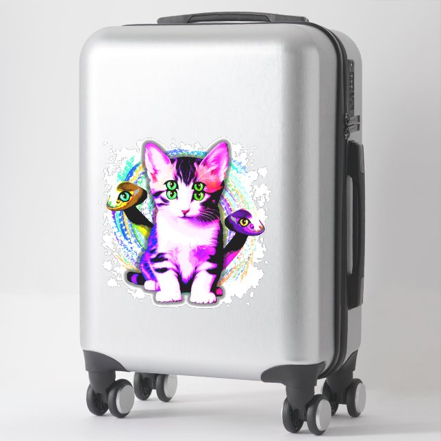Sticker Kitty Chat Psychique Esthétique Caractère (Sur valise)