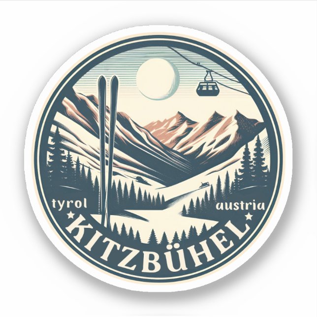 Sticker Kitzbuhel Town Autriche cadeaux de station de ski (Devant)