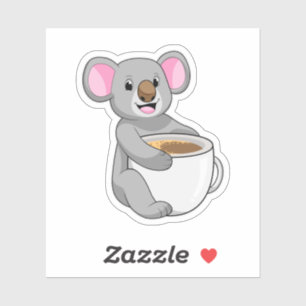 Sticker Koala avec Coffee Cup
