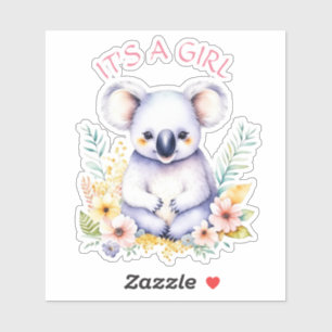 Sticker Koala Bear Thème C'est un Baby shower de fille