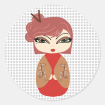 Sticker Kokeshi Doll
