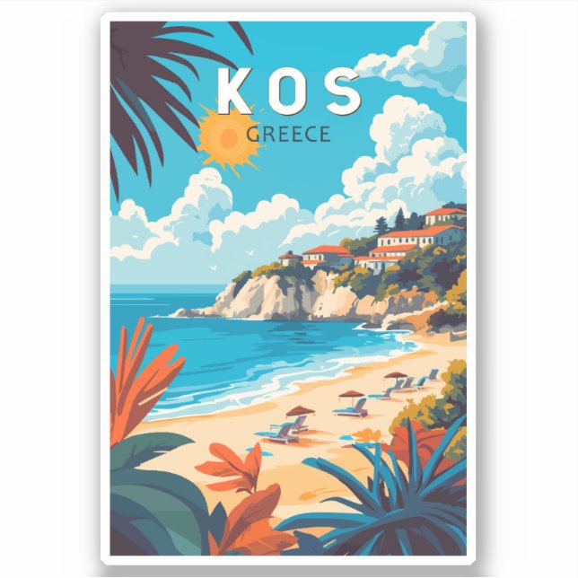 Sticker Kos Grèce Travel Art Vintage (Devant)