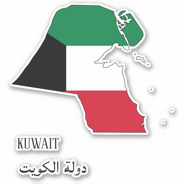 Sticker Koweït Drapeau Charme Carte Patriotique (Devant)