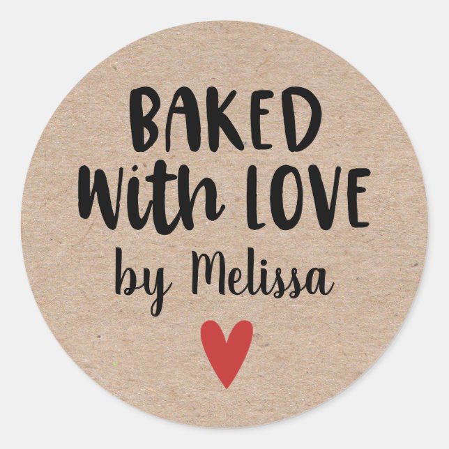 Sticker Kraft fait maison, cuit avec amour (Devant)