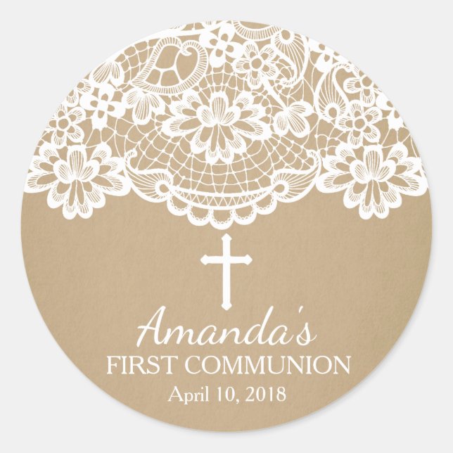 Sticker Kraft Lace First Holy Communion (Devant)