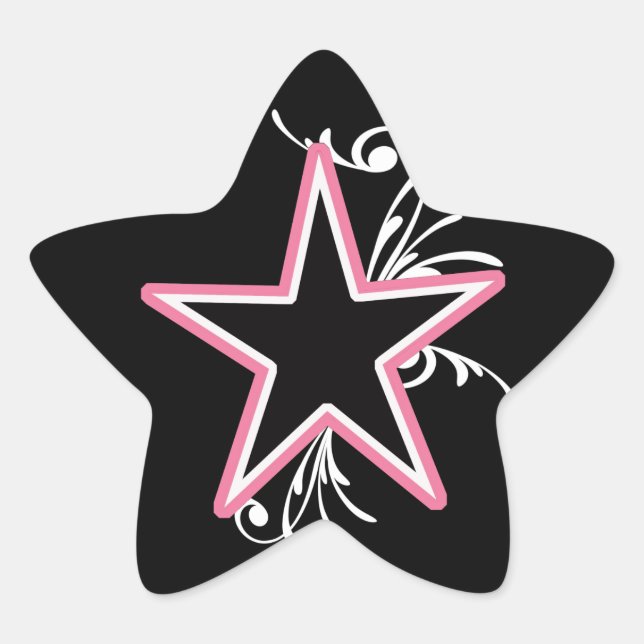 Sticker KRW Star et Swirls rose et noir (Devant)