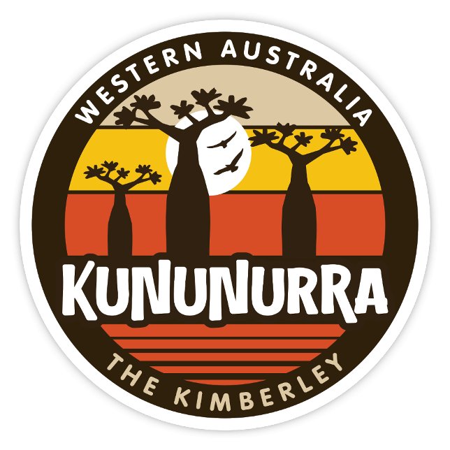 Sticker Kununurra, Australie occidentale (Kununurra, The Kimberley, Western Australia Retro Round Sticker)