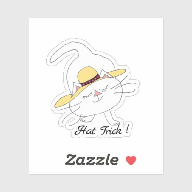Sticker Kute Kitty Straw Casquette Trick (Feuille)