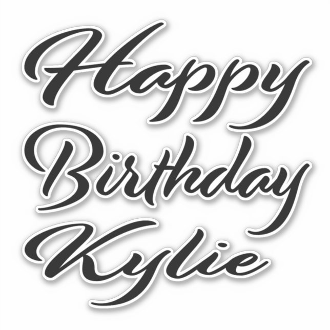 Sticker Kylie Nom Prénom Anniversaire de la Broderie noire (Devant)
