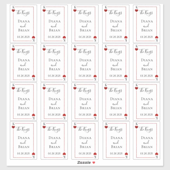 Sticker La collection Mariage de carte de jeu Monogramme F (Feuille)