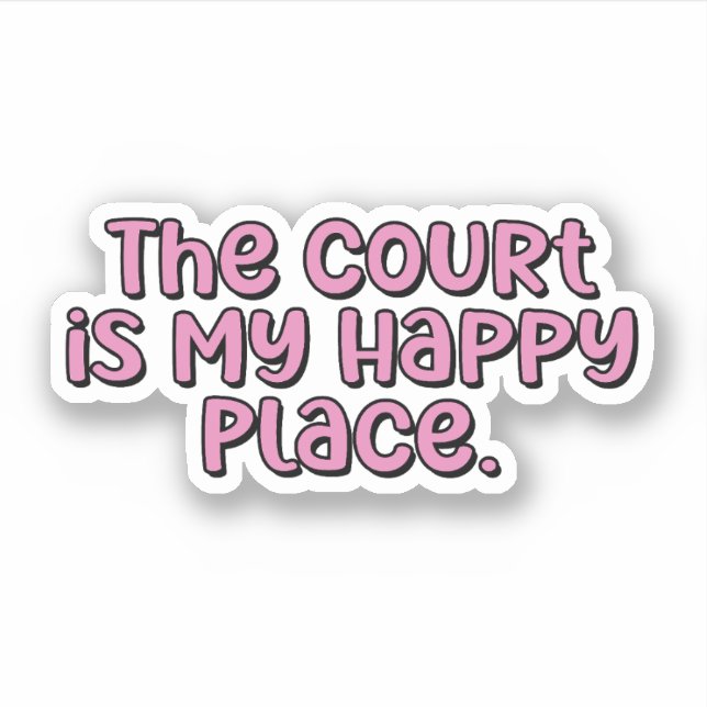 Sticker La Cour est mon heureux endroit Pickleball rose (Devant)