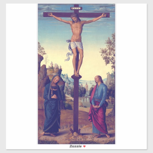 Sticker La Crucifixion avec la Vierge par Pietro Perugino (Feuille)