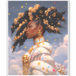 Sticker La Dame Cosmique Art Imaginaire Africain Américain