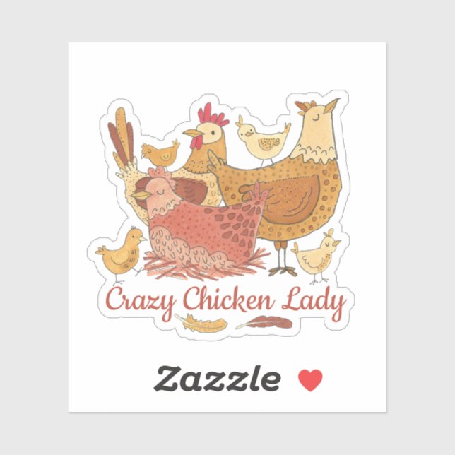 Sticker La dame folle du poulet (Feuille)