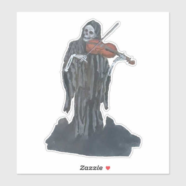 Sticker La Faucheuse Joue L'Autocollant Violon (Feuille)