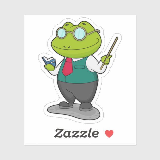 Sticker La grenouille comme enseignant avec livre (Feuille)