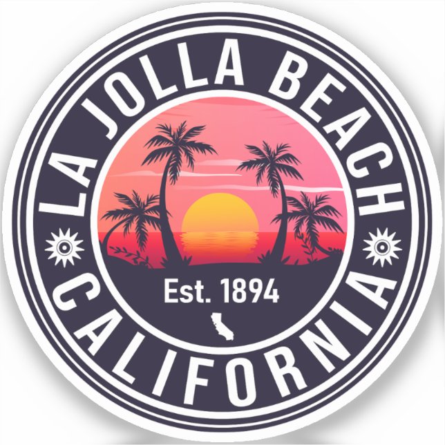Sticker La Jolla San Diego California Sunset Souvenirs (Recto)