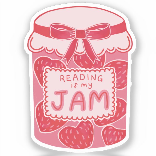 Sticker La lecture est mon amoureux du livre de confiture (Recto)
