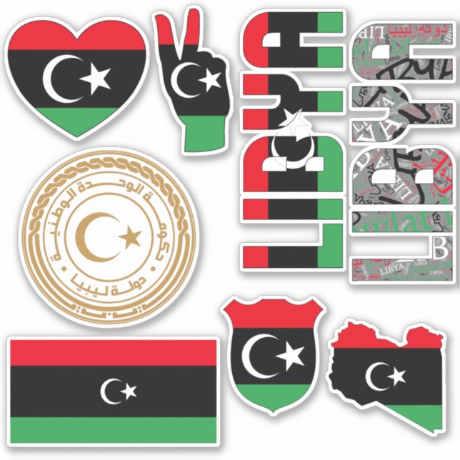 Sticker La Libye Extraordinaire forme les symboles nationa (Devant)