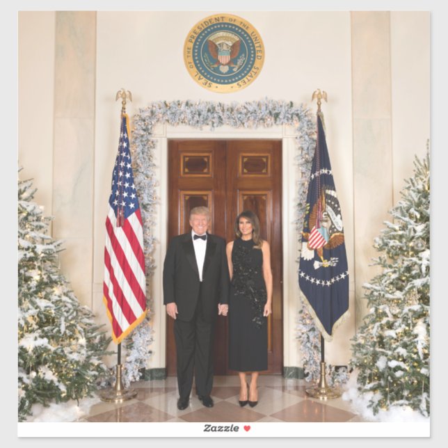 Sticker La Maison Blanche de Noël de Donald & Melania Trum (Feuille)
