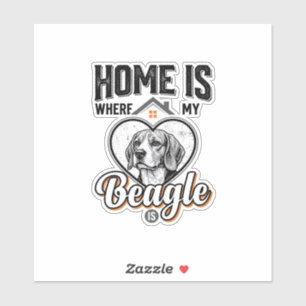 Sticker La maison est où est mon Beagle Design de chien vi