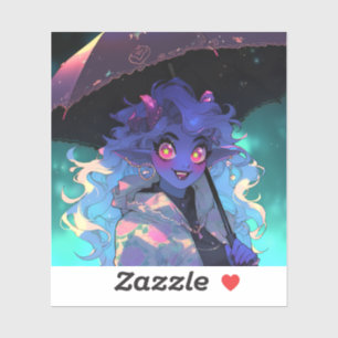 Sticker La mignonne démon Anime Girl in the Rain