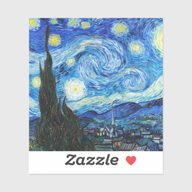 Sticker La nuit étoilée (1889) Vincent Van Gogh art Vinyl (Feuille)